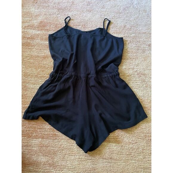 Mud Pie black romper size M button front drawstring waist pockets - Picture 5 of 7